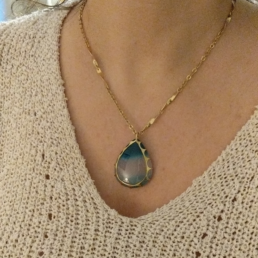 Vintage Blue Teardrop Necklace